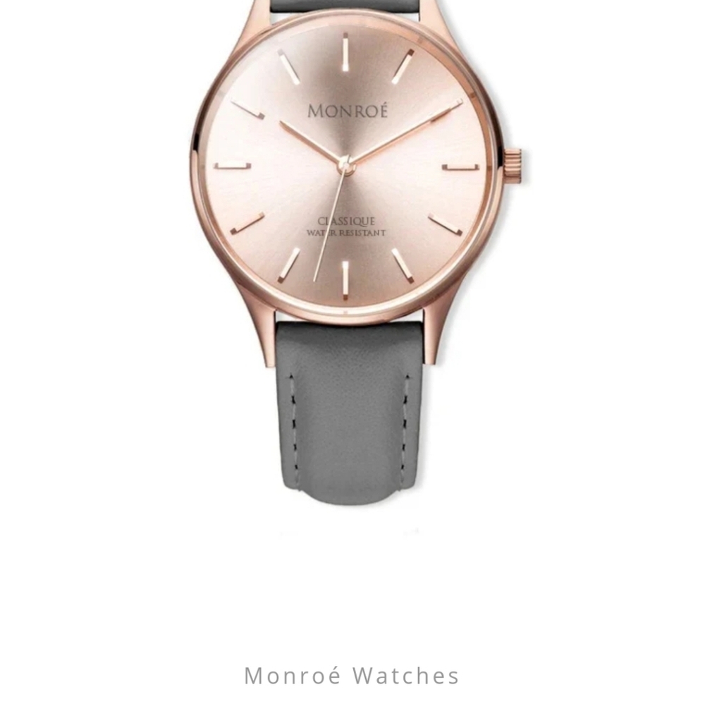 Monroe Rose Gold Watch with Grey leather band
